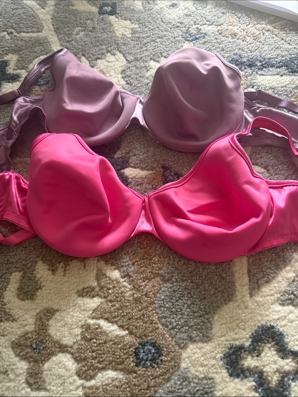 Two Victoria secret  Smooth Molded Cup Bra Set Dusty Mauve & Hot Pink size 36B